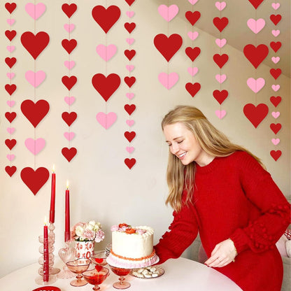 Valentinstags Herzgirlande – 4x 3m Rot & Rosa