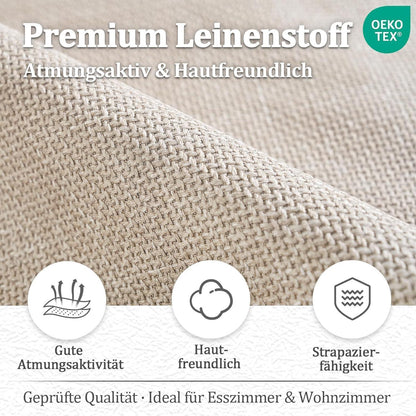 Drehbarer Esszimmerstuhl 6er Set Beige mit Armlehne & Leinenbezug