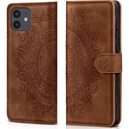 iPhone 12/12 Pro Hülle mit Kartenfach, Dunkelorange in Lederoptik