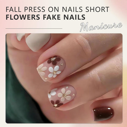 24x Kosmetik Kunstnägel Blumen Rosa Aufkleben Mini Feile Elegante Nagelkunst