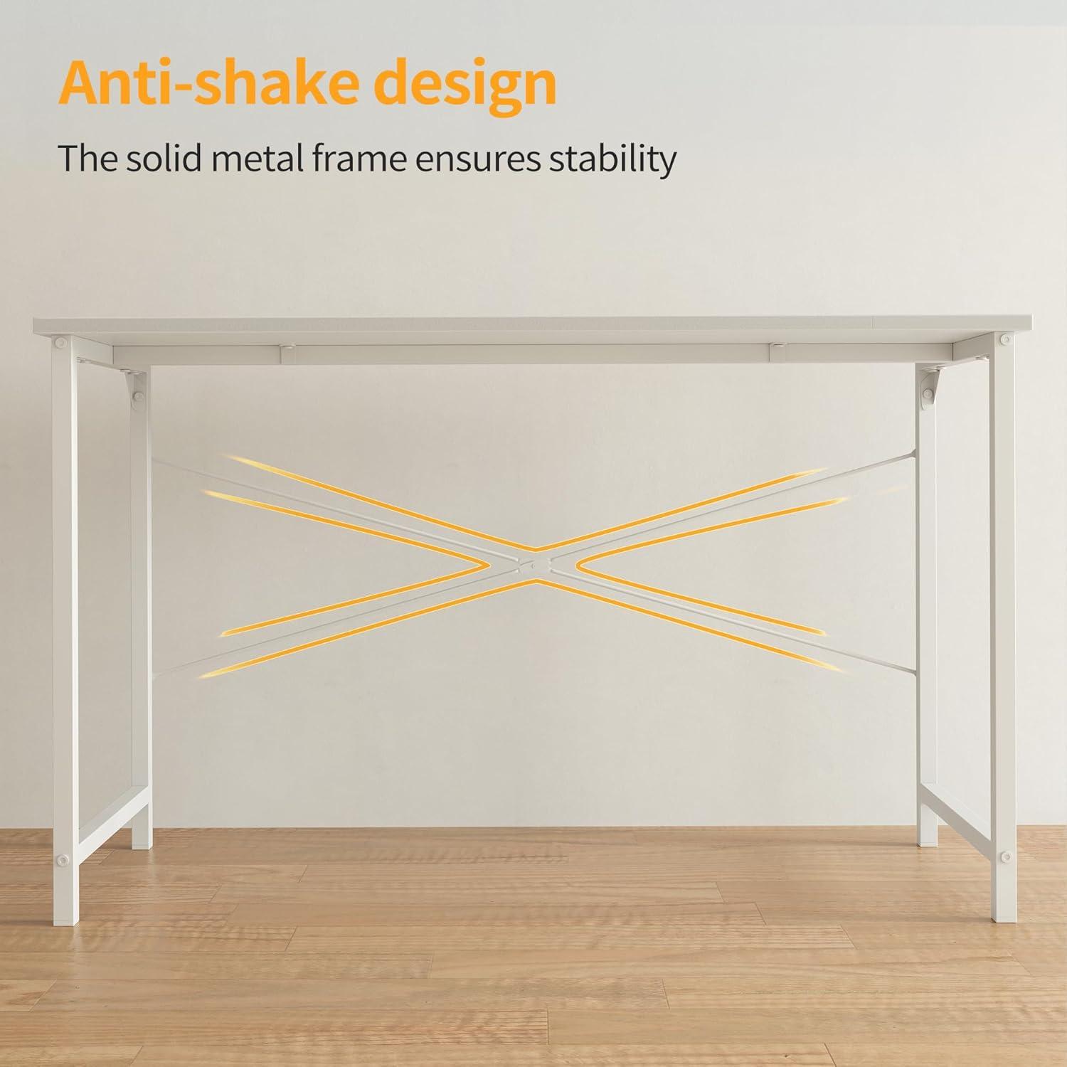 Kleiner Schreibtisch 120x48x75 cm Weiß Bürotisch Industrie-Design
