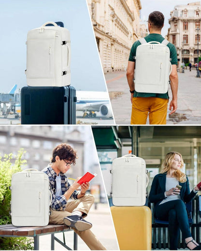 Handgepäck Rucksack 40L Reiserucksack 17 Zoll Laptop wasserdicht Beige