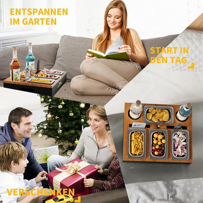 Couchbar Holz mit Snackschalen – Beistelltisch für Snacks & Getränke