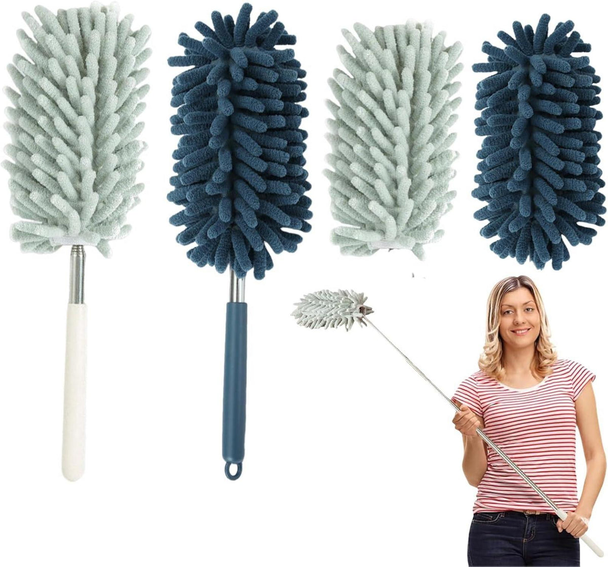 Staubwedel Teleskop Ausziehbar Lang Waschbar 80cm 4er Set