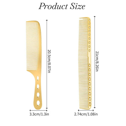 2er Set Profi Aluminium Friseurkamm Gold Antistatisch Herren