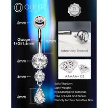 OUFER Bauchnabelpiercing Titan 14G 10mm mit Tropfenanhänger
