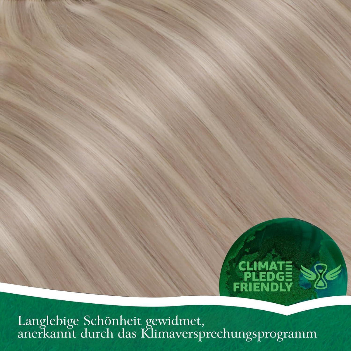 Echthaar Pferdeschwanz Extension Aschblond Mix Gelb Blond 40cm