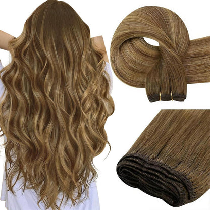 Echthaar Tressen Balayage Braun Ombre Blond 55cm