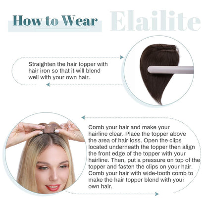 Echthaar Topper Clip-in #4/27 Mittelbraun Blond