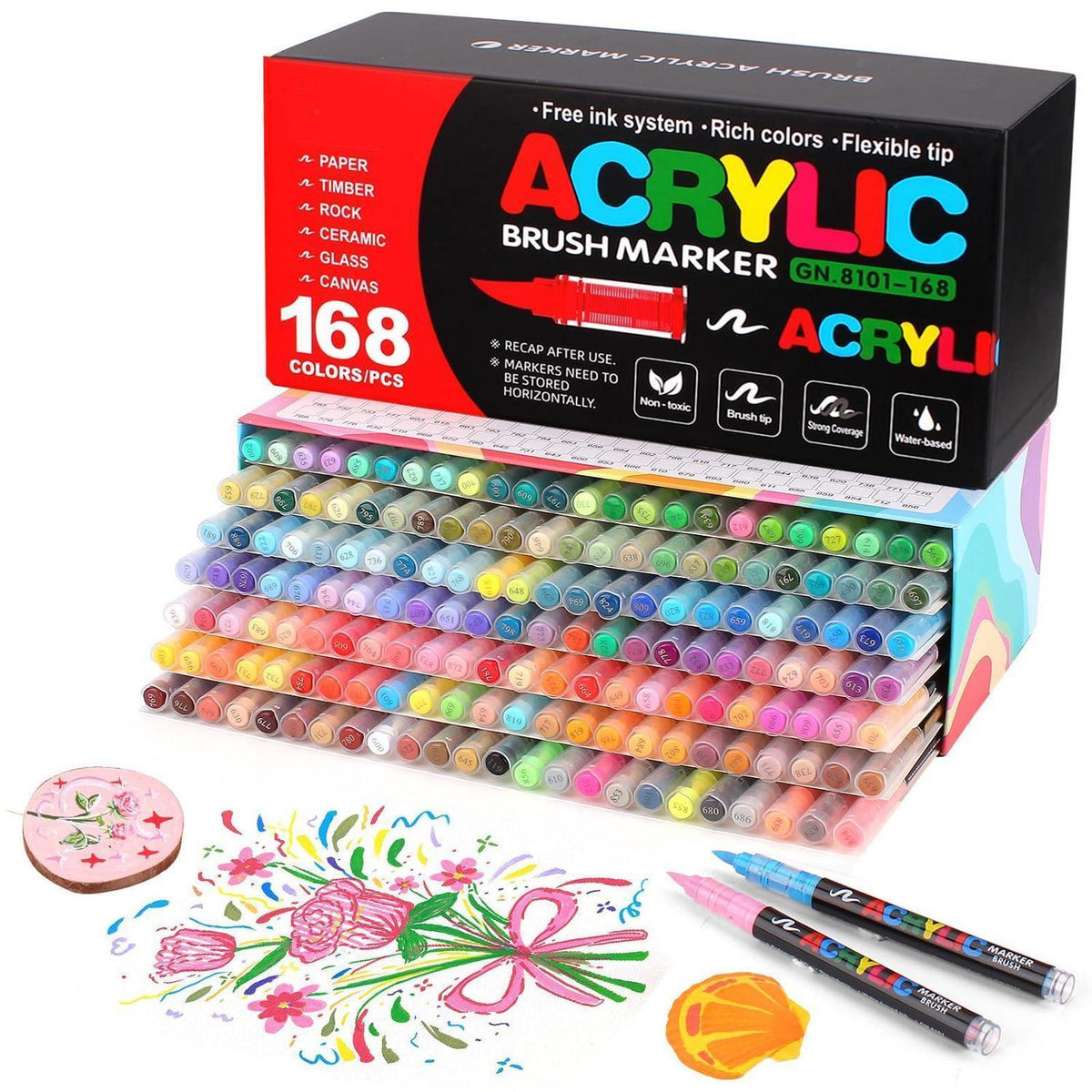 168 Acrylstifte Set Wasserfest für Steine, Glas & mehr