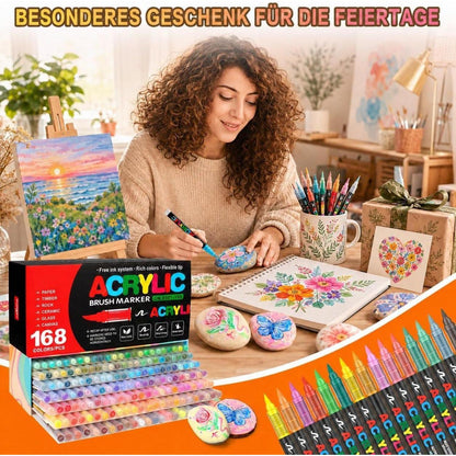 168 Acrylstifte Set Wasserfest für Steine, Glas & mehr