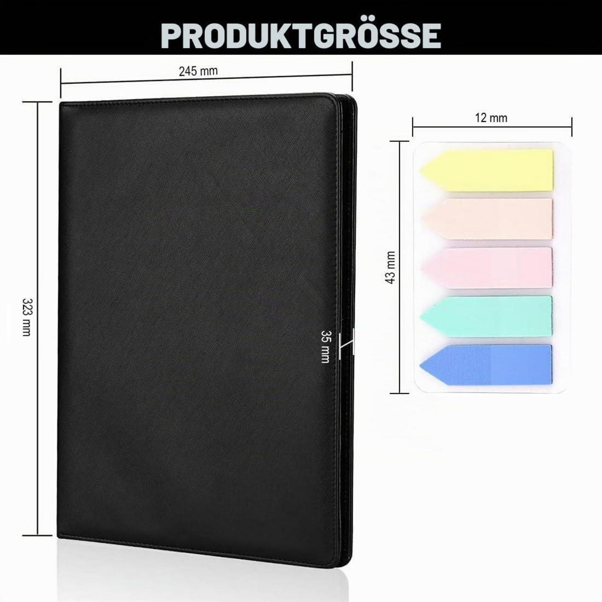 Schreibmappe A4 mit Notizblock & Stift – Klemmbrettmappe Büro