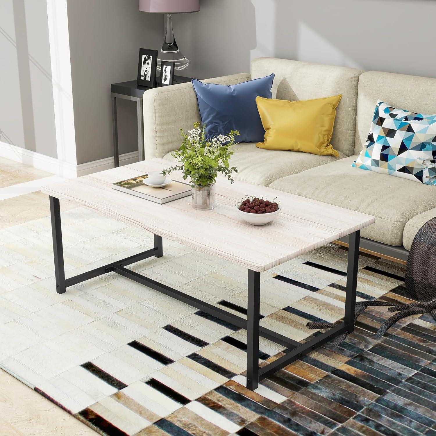 Vintage Couchtisch mit Stauraum, Metallgestell und Eiche Ablage