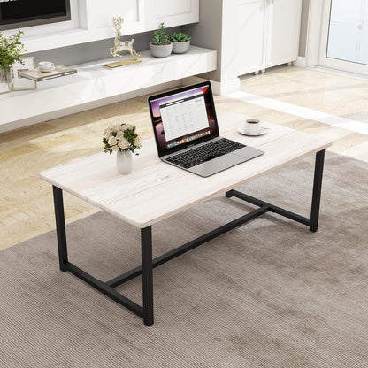 Vintage Couchtisch 90x45x42cm mit Stauraum, Metallgestell, Eiche