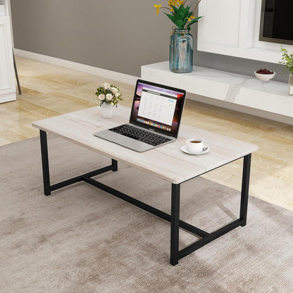Vintage Couchtisch 90x45x42cm mit Stauraum, Metallgestell, Eiche