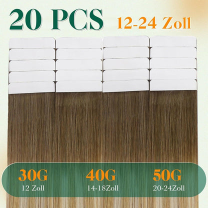 Echthaar Tape-in Extensions 60cm Blond Balayage Ombre