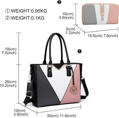 Miss Lulu Damen Handtasche Schultertasche V-förmiges Design
