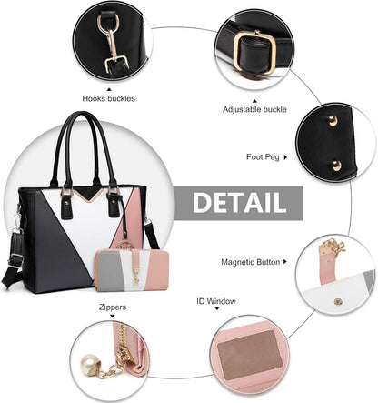 Damen Handtasche V-förmiges Design Synthetic Ledertasche Schwarz