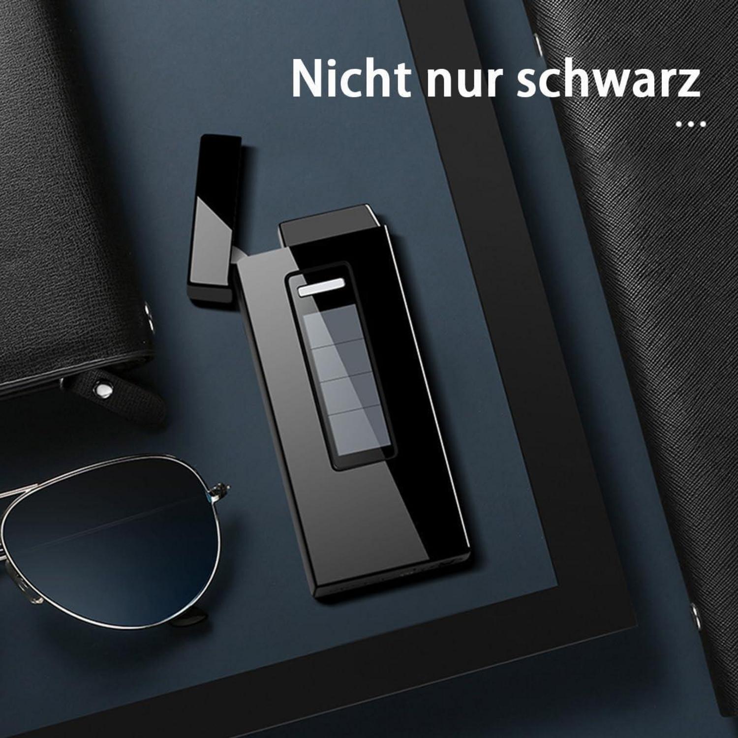 Schwarzes Solar-Feuerzeug, Windproof, Nachfüllbar, Gold EIS