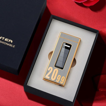 Windproof Feuerzeug Solar Nachfüllbares Schwarz Gold Geschenkkarton