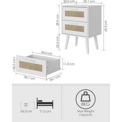 HEYZOEY Rattan Nachttisch mit Schublade für Schlafzimmer
