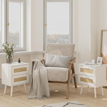 HEYZOEY Rattan Nachttisch mit Schublade für Schlafzimmer