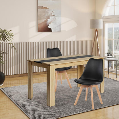 Esszimmergruppe Eiche-Schwarz: Tisch 140cm + 2 Stühle