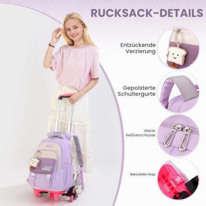 Schulrucksack Trolley Mädchen Lila – 36L, Abnehmbar