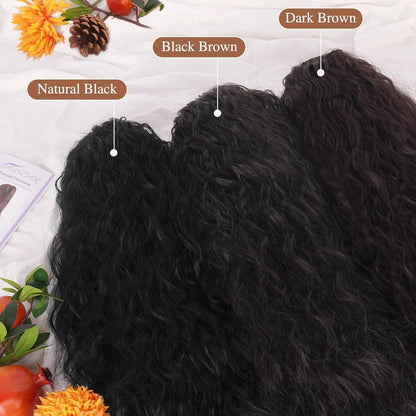 Lockige Wellige Pferdeschwanz Extension 56cm Schwarz Braun