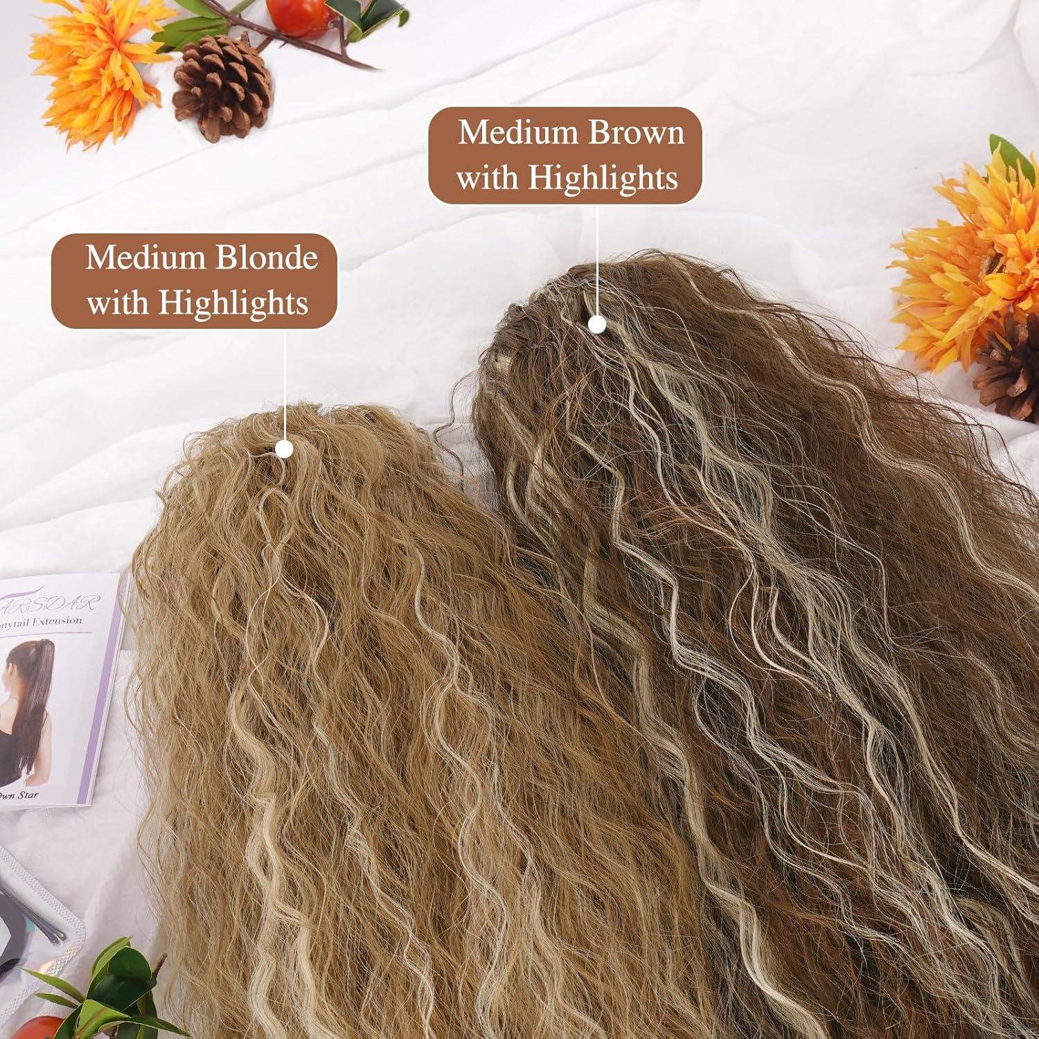 Lockige Wellige Pferdeschwanz Haarverlängerung 56cm Mittleres Blond