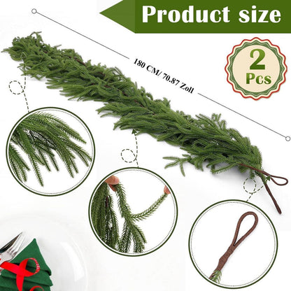 2x 1.8m Künstliche Norfolk Pine Girlande Weihnachten