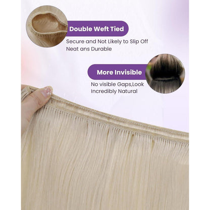 Echthaar Tressen Blond Platinblond 45cm zum Einnähen