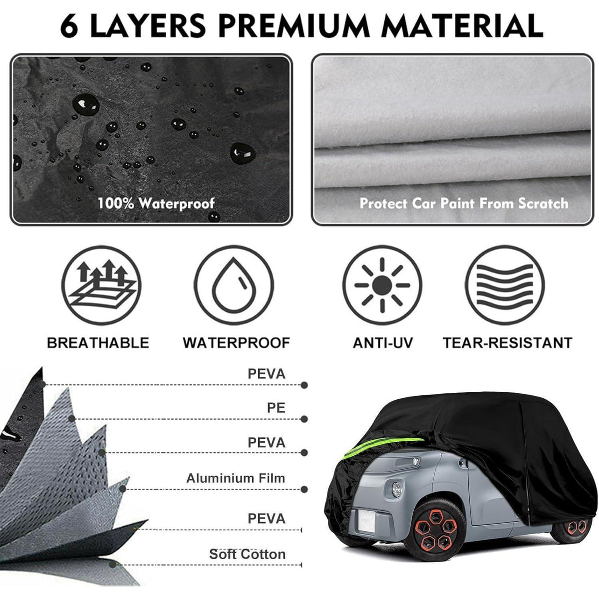 Autoabdeckung Vollgarage Wasserdicht Citroen Ami/Rocks-e/FIAT Topolino 2020-2024