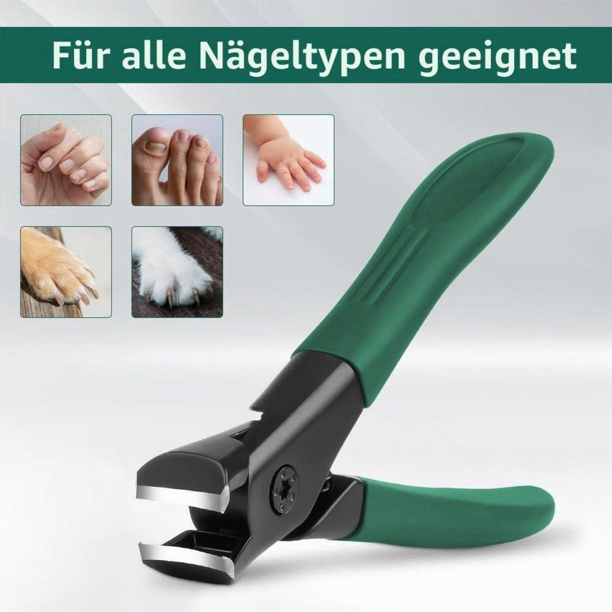 Nagelknipser für dicke Nägel mit Auffangbehälter – Grün