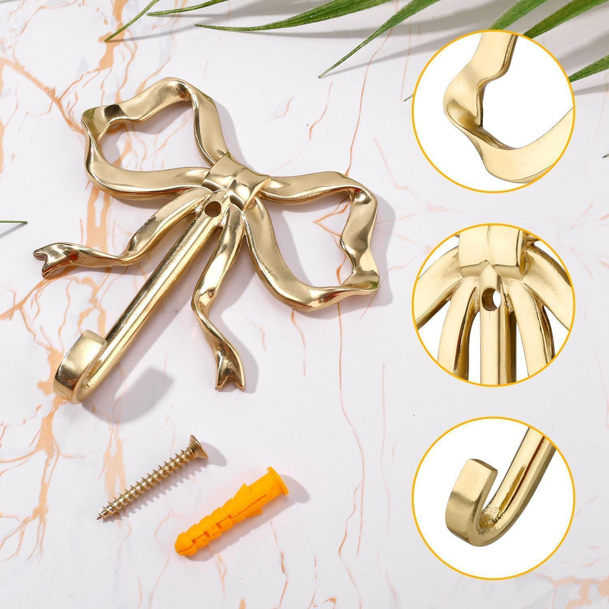 Vintage Wandhaken mit Schleife – Goldener Kleiderhaken