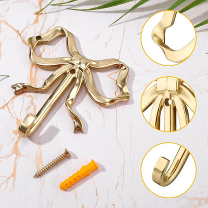 Vintage Wandhaken mit Schleife – Goldener Kleiderhaken