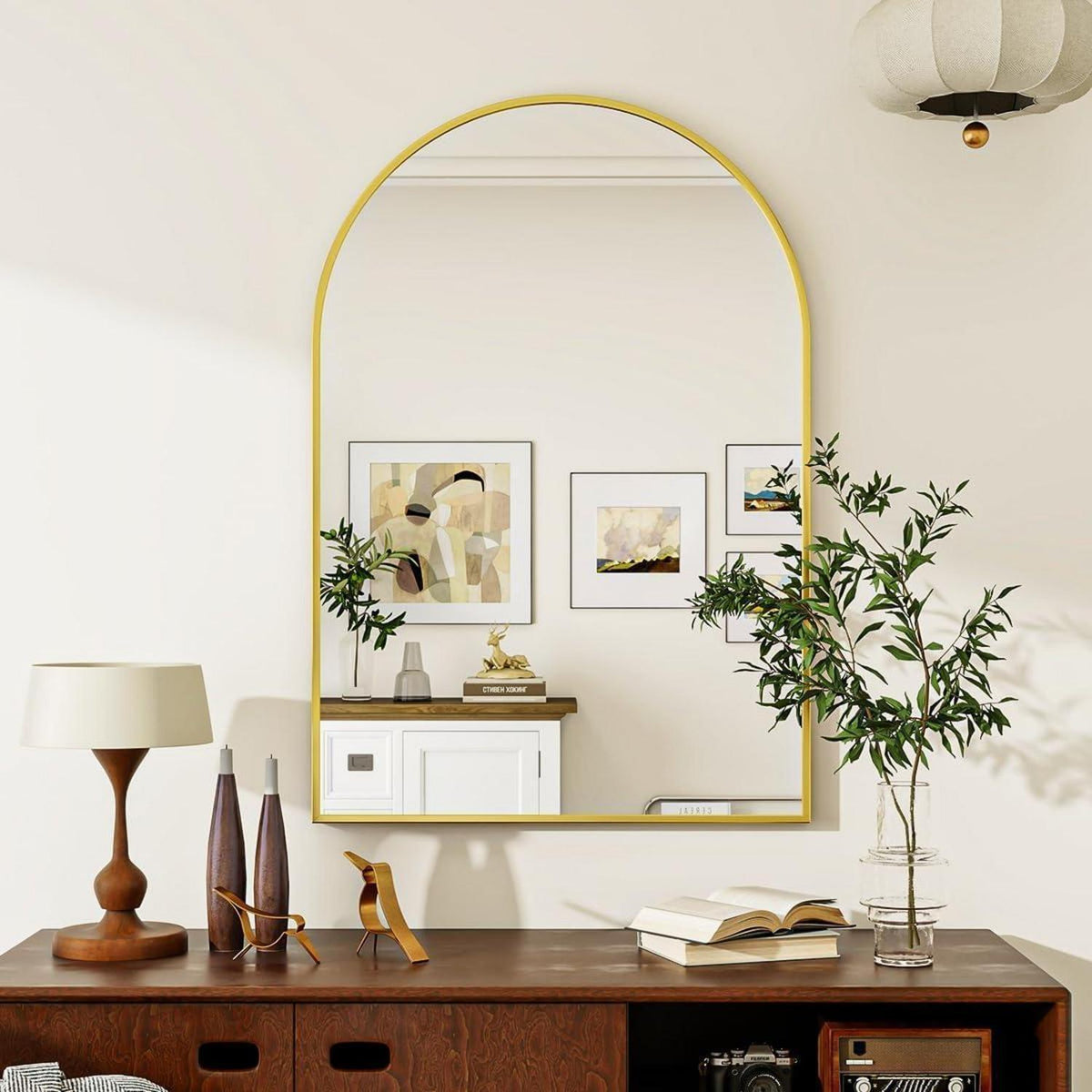 Bogen Wandspiegel Gold 100x75 cm | Badezimmer Spiegel Deko