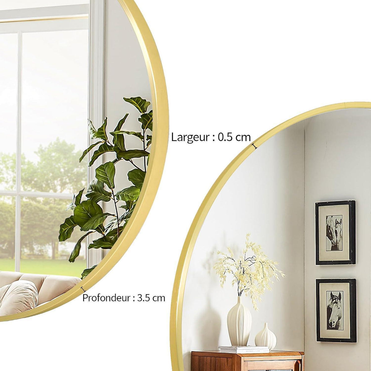 Runder Wandspiegel 76cm mit Gold Aluminiumrahmen