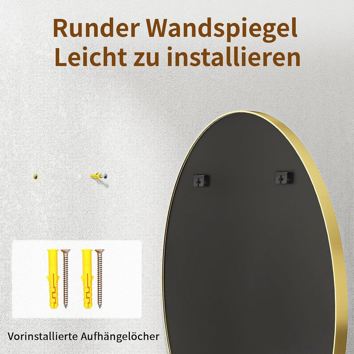 Runder Wandspiegel 76cm mit Gold Aluminiumrahmen