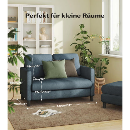 Kleines 2-Sitzer Sofa 130cm – Gemütliche Mini Couch für Wohnzimmer