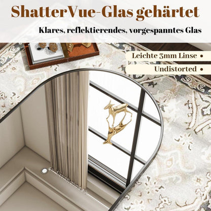 Bogen Wandspiegel 100x75 cm – Badezimmer Spiegel mit Aluminiumrahmen