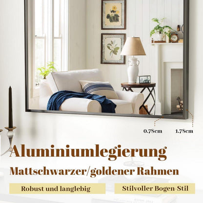 Bogen Wandspiegel 100x75 cm – Badezimmer Spiegel mit Aluminiumrahmen