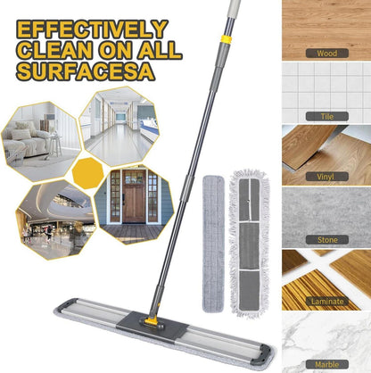 90cm Bodenwischer Flachmopp 154cm Edelstahl 360° Kopf Haus Büro Hotel