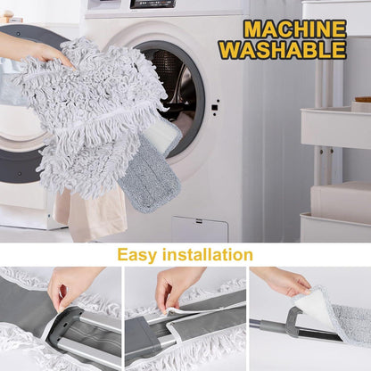 90cm Bodenwischer Flachmopp Edelstahlgriff 360 Grad Wischen Wischer Wischmop