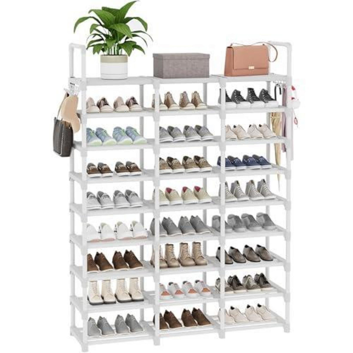 9-stöckiges Schuhregal schmal – 54 Paar, weiß