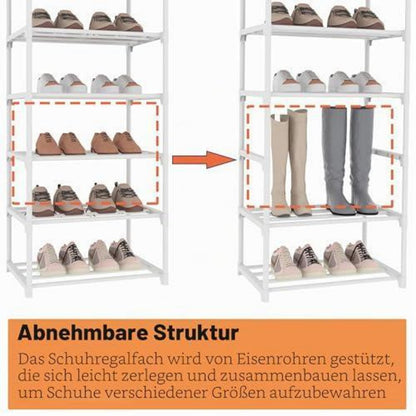 9-stöckiges Schuhregal schmal – 54 Paar, weiß