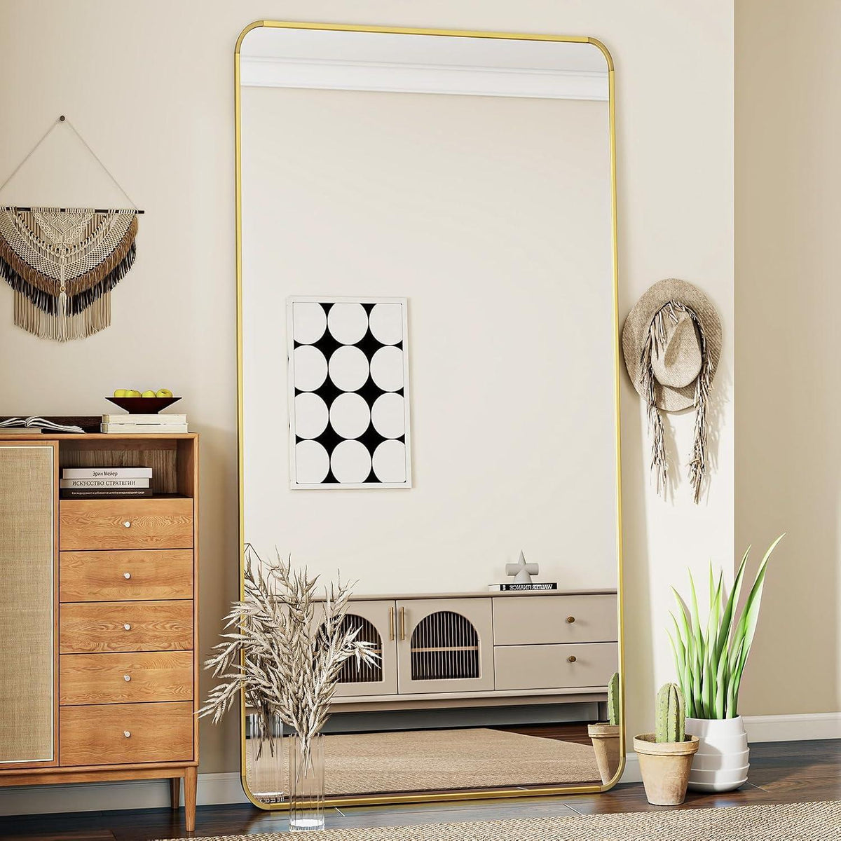 Ganzkörperspiegel Gold 171x76cm – Standspiegel mit Ständer