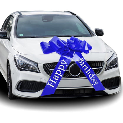 Große Rote Autoschleife mit Saugnapf – Blau Happy Birthday
