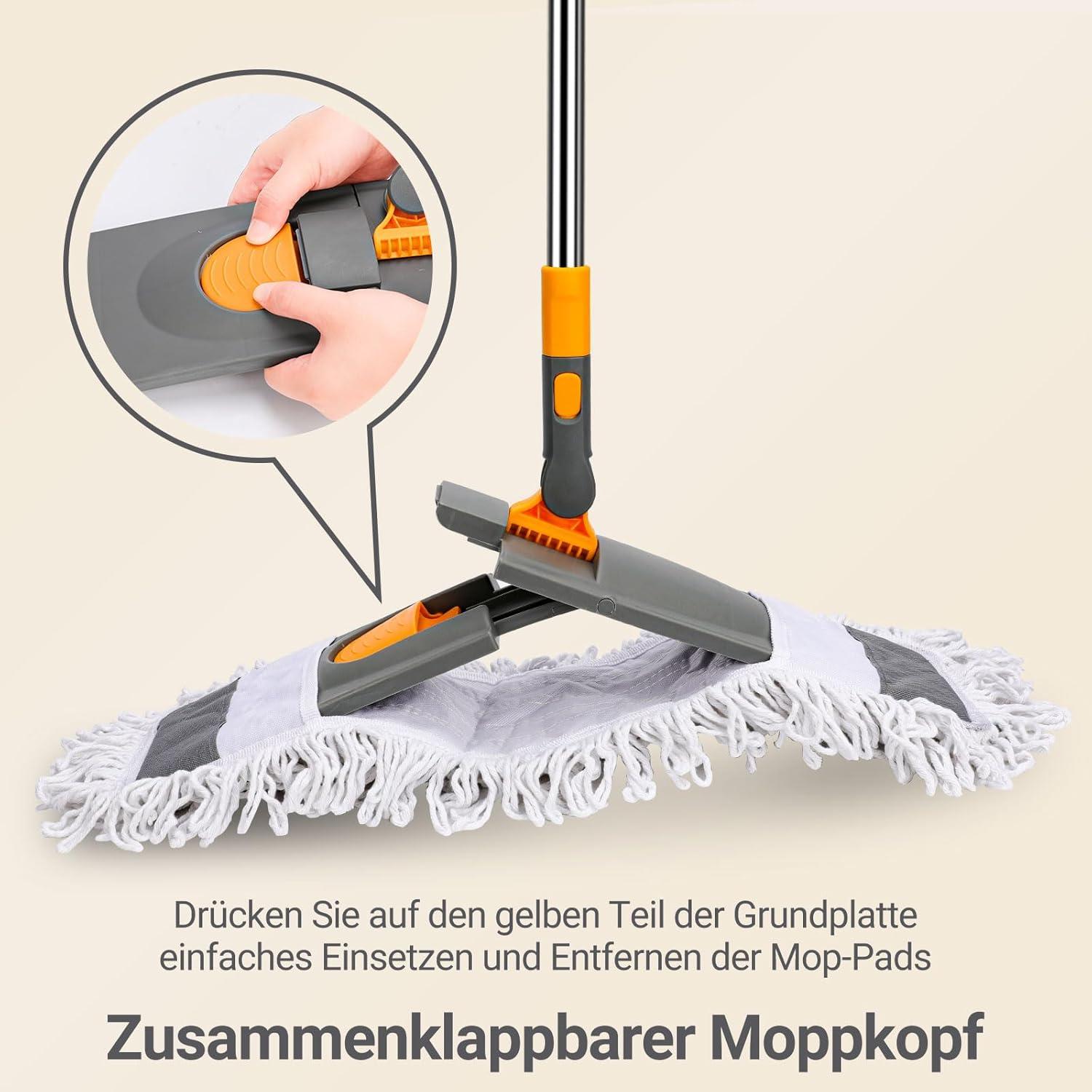 Mikrofaser Bodenwischer mit Teleskopstiel und Moppads