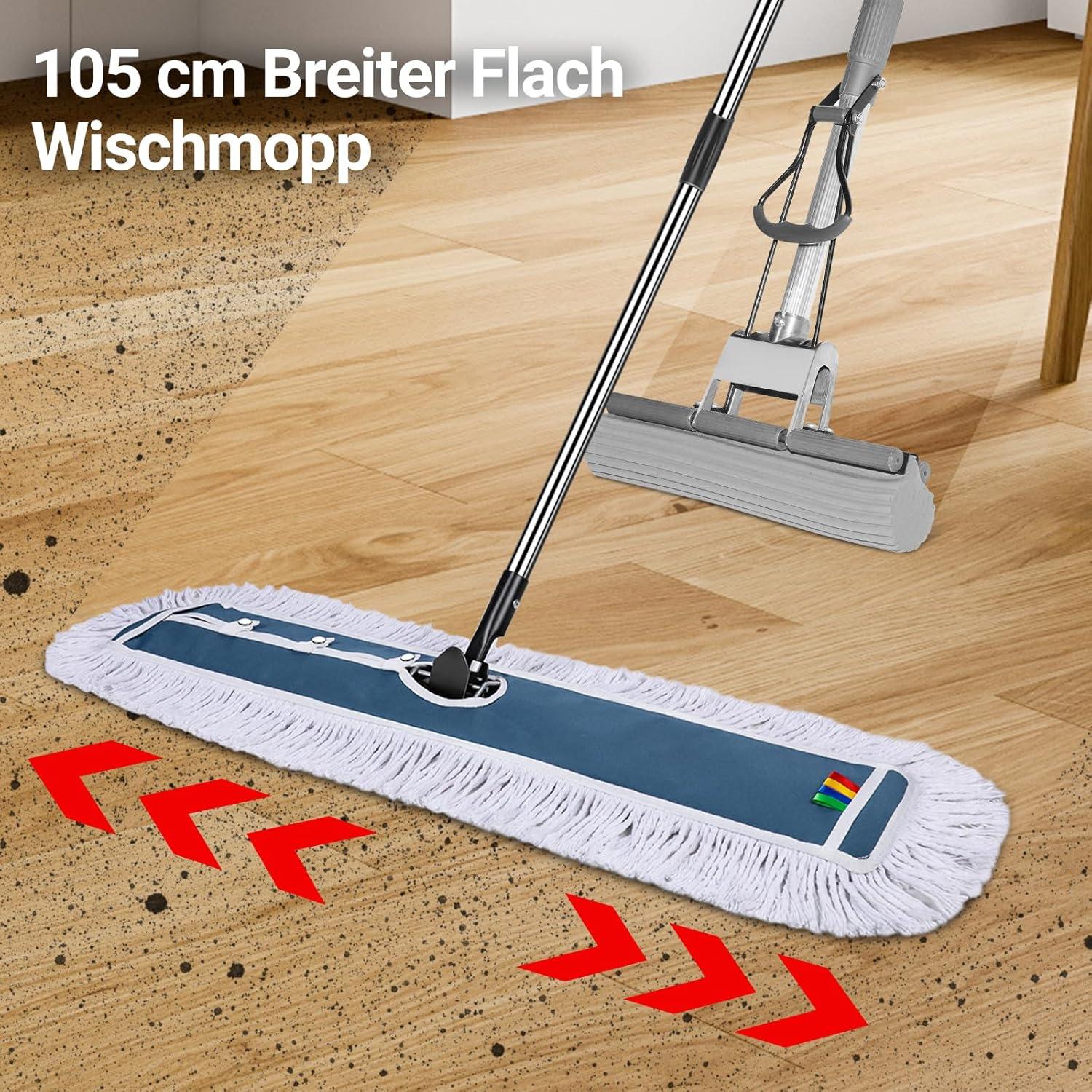 Profi Wischmopp 105cm breit Mikrofaser Baumwolle 2 Moppads